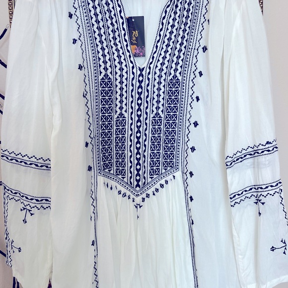 NWT Raj size small gorgeous navy and white boho tunic - Picture 8 of 15